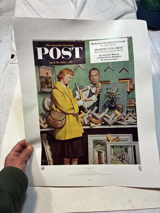 Haddad's Fine Arts Inc. Other - Lot of 2 The Frame Up Saturday Evening Post Cover, April 30, 1955, by Stevan Doh